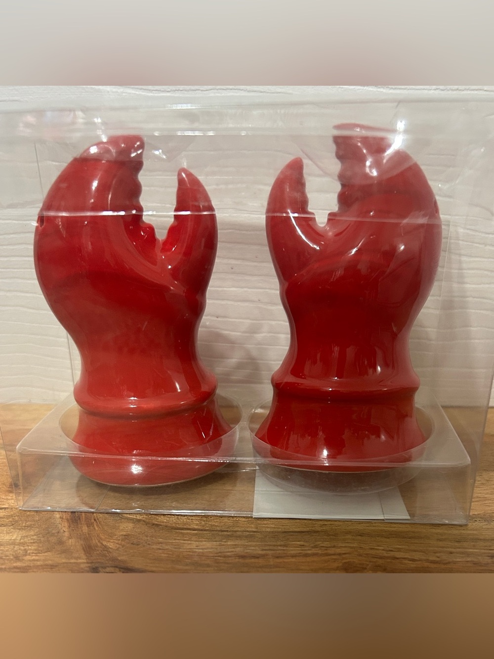 Lobster Claws Ceramic Salt & Pepper Shakers Set Red Coastal Hobby Lobby NEW